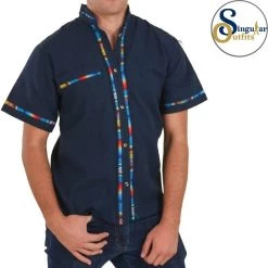 Guayabera Shirt SO-TM78123 Navy Blue