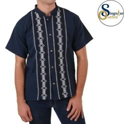 Guayabera Shirt SO-TM78133 Navy Blue