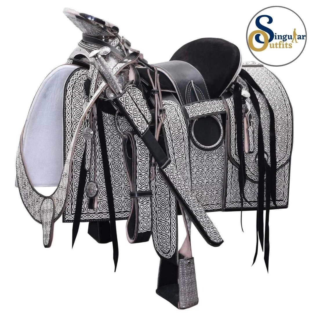 Montura Charra Mexicana Bordada NegraSO-WD1049