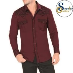 Camisa Vaquera Bordada SO-VA3522 Vino